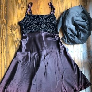 Vintage Donna Short Brown Satin Dress